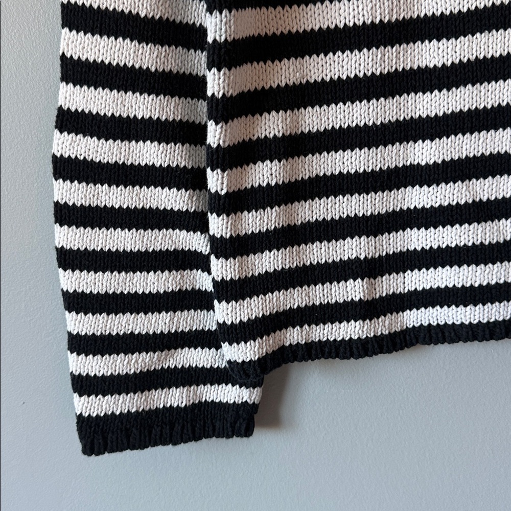 100% Cotton Black and Cream Striped Sweater - S - Picture 6 of 8